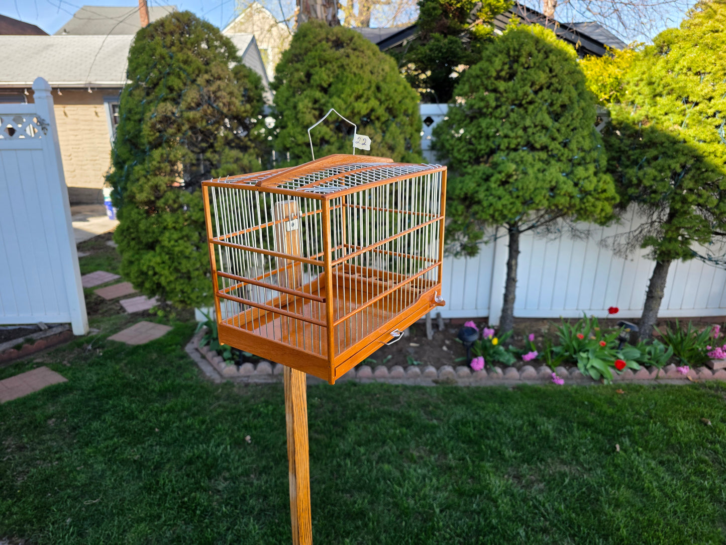 22x14 handmade wooden bird cage ( fire red )