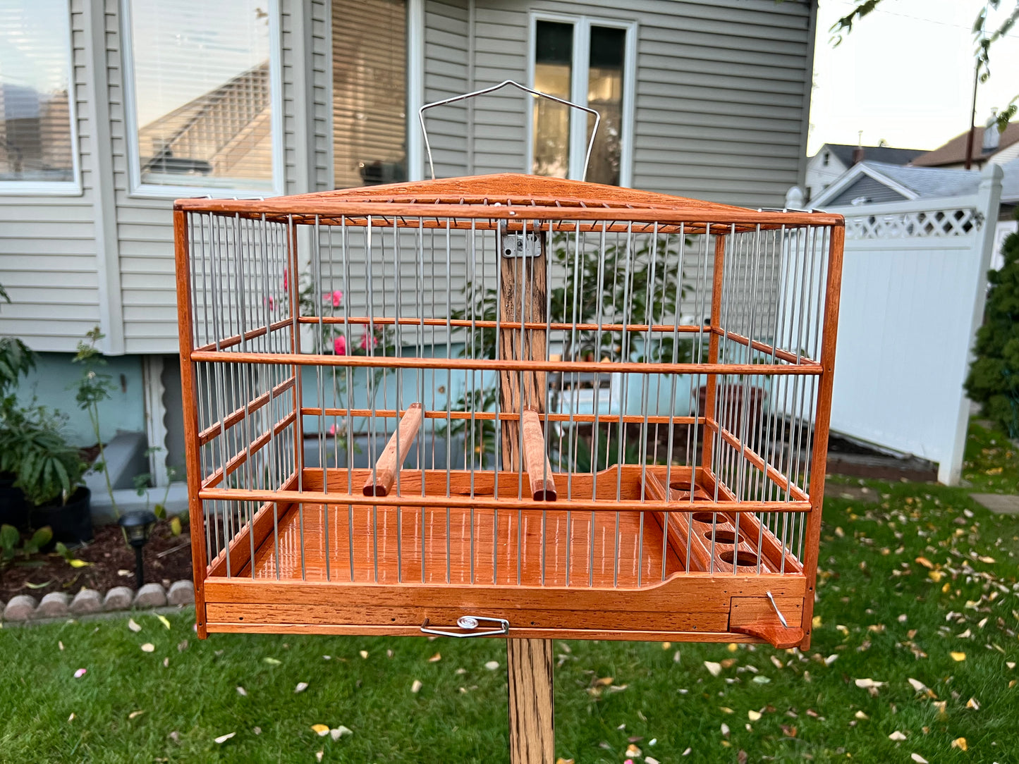 Bungalow Top Two Color Cedar Wood Bird Cage