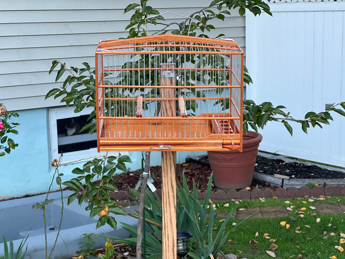 Bungalow Top Multicolor Striped Cedar Wood Bird Cage