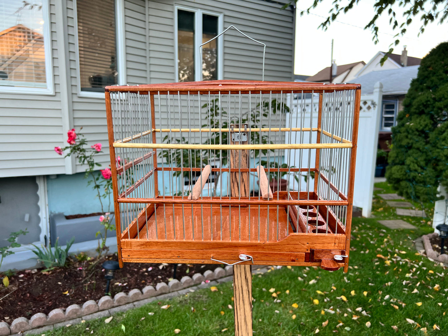 Bungalow Top Two Color Cedar Wood Bird Cage