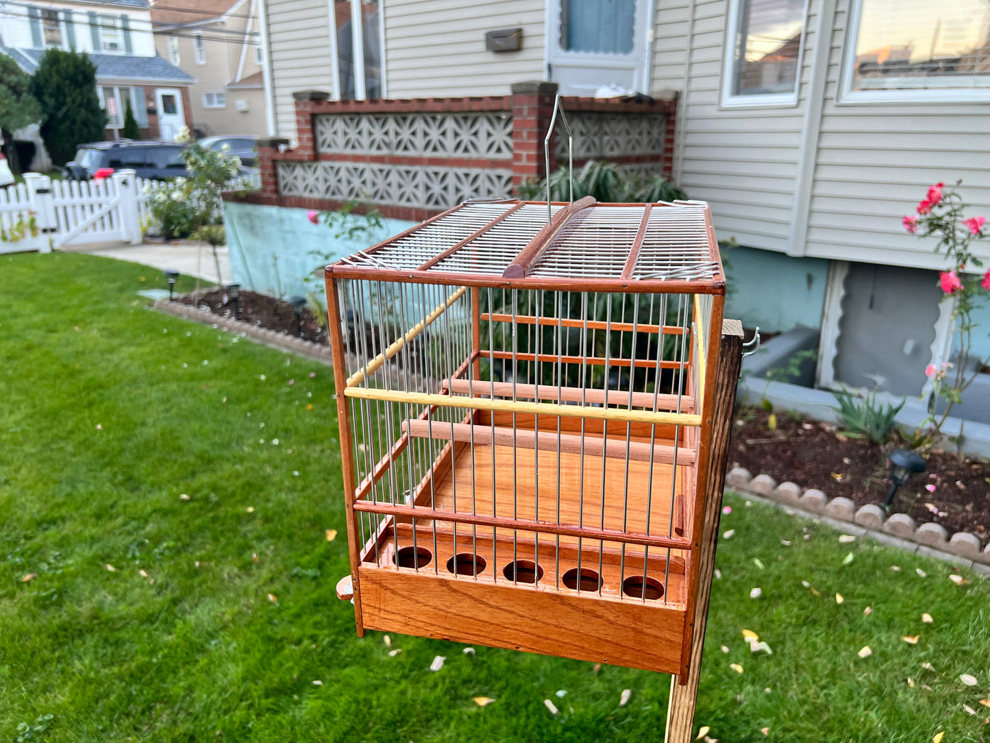 Bungalow Top Two Color Cedar Wood Bird Cage