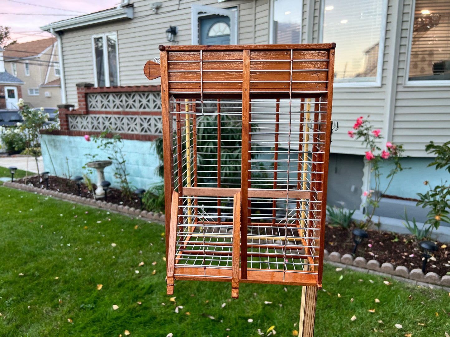 Bungalow Top Two Color Cedar Wood Bird Cage