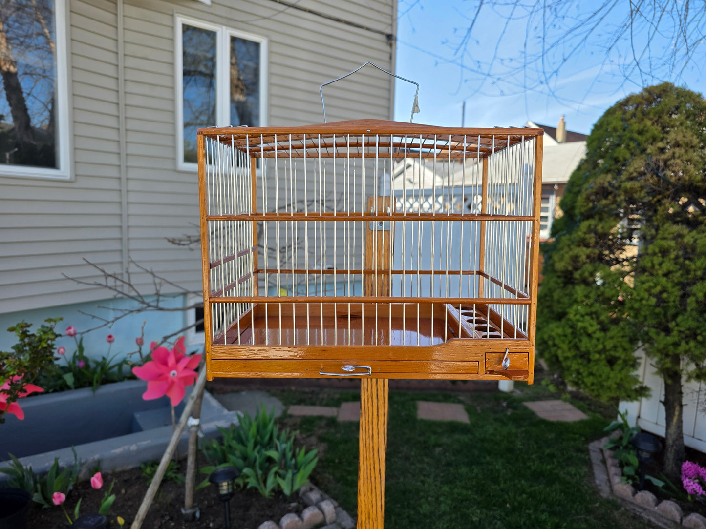 22x14 handmade wooden bird cage ( fire red )